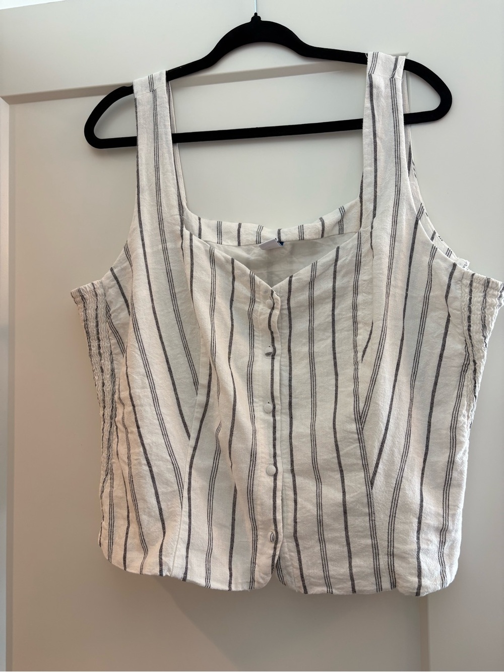 Old Navy White Tank Top with Black Vertical Stripes